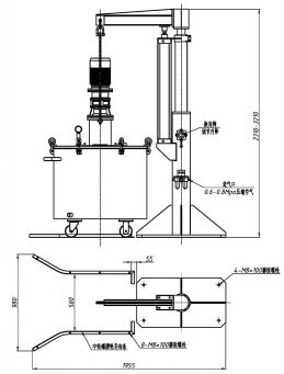 紅運(yùn)機(jī)械鋰電設(shè)備換桶支架示意圖