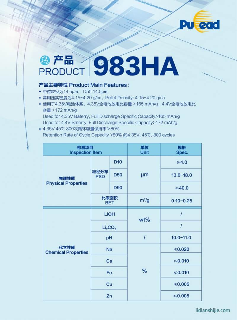北大先行鋰離子電池正極材料鈷酸鋰LCO-983HA簡介